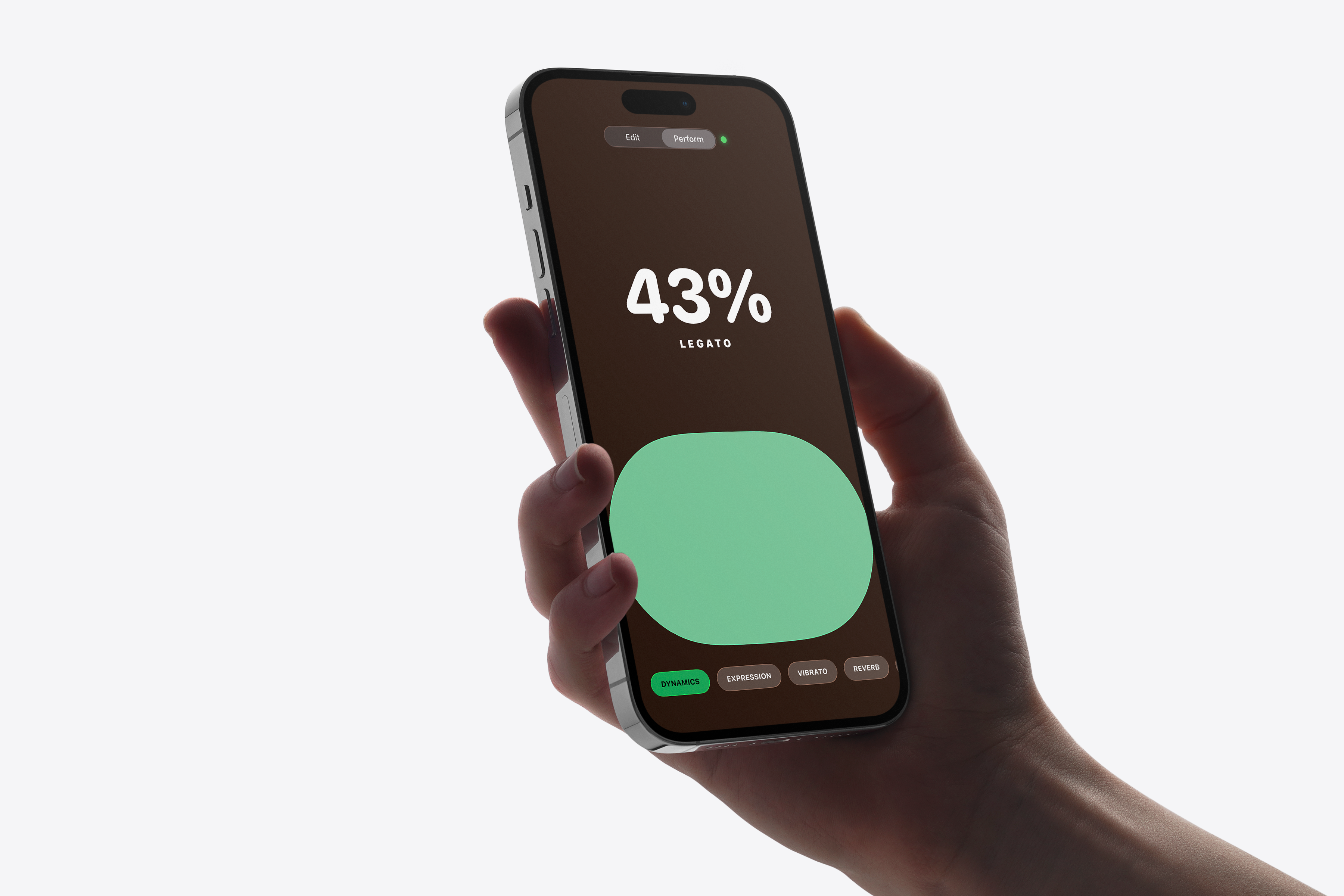 Hand gesture controlling a fader