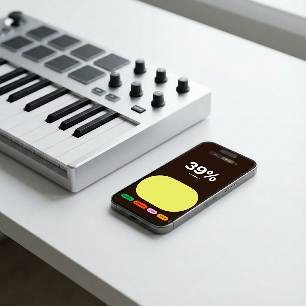 Minimalist desk setup with NueCtrl